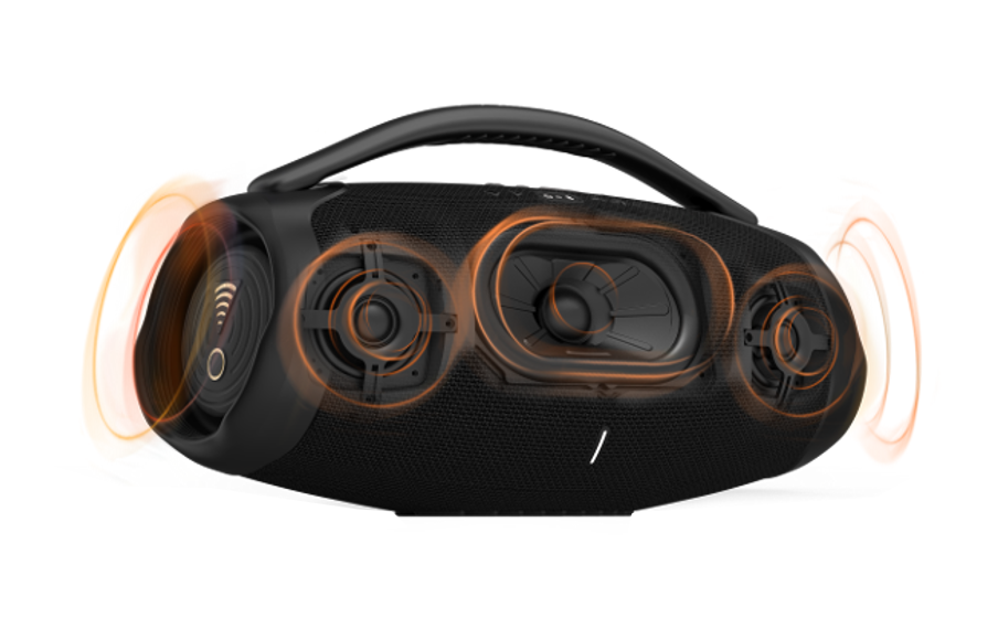 JBL BoomBox 3 với thiết kế chi tiết, thể hiện rõ 3 đường tuyến